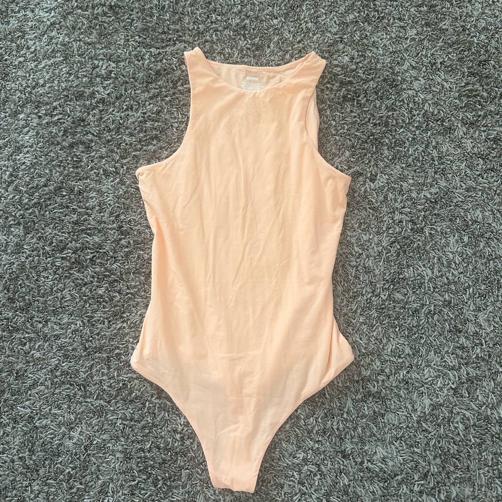 SKIMS Cream Bodysuit Classic Scoop Neckline